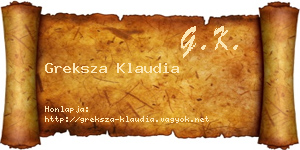 Greksza Klaudia névjegykártya